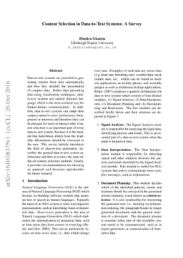 Content Selection in Data-to-Text Systems: A Survey