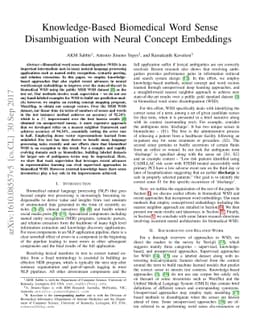 Knowledge-Based Biomedical Word Sense Disambiguation with Neural Concept
  Embeddings