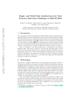 Single- and Multi-Task Architectures for Tool Presence Detection
  Challenge at M2CAI 2016