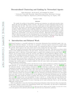 Decentralized Clustering and Linking by Networked Agents