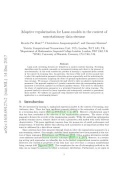 Adaptive regularization for Lasso models in the context of
  non-stationary data streams