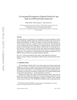 A Conceptual Development of Quench Prediction App build on LSTM and ELQA
  framework