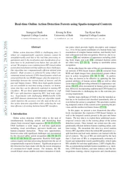 Real-time Online Action Detection Forests using Spatio-temporal Contexts