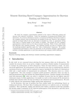 Moment Matching Based Conjugacy Approximation for Bayesian Ranking and
  Selection
