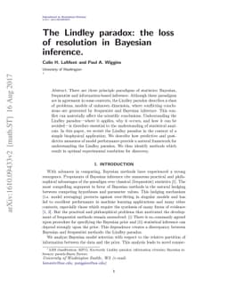The Lindley paradox: The loss of resolution in Bayesian inference