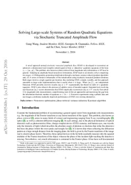 Solving Large-scale Systems of Random Quadratic Equations via Stochastic
  Truncated Amplitude Flow