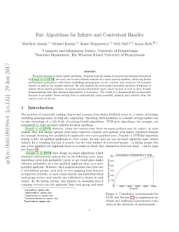 Fair Algorithms for Infinite and Contextual Bandits