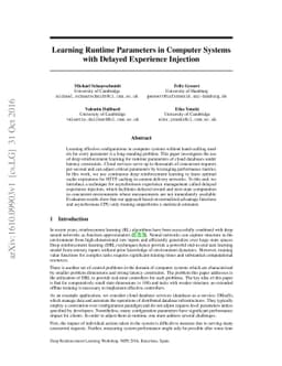 Learning Runtime Parameters in Computer Systems with Delayed Experience
  Injection