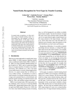 Named Entity Recognition for Novel Types by Transfer Learning
