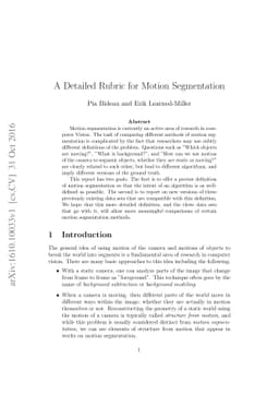 A Detailed Rubric for Motion Segmentation