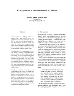 RNN Approaches to Text Normalization: A Challenge