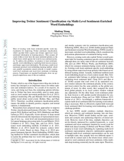 Improving Twitter Sentiment Classification via Multi-Level
  Sentiment-Enriched Word Embeddings