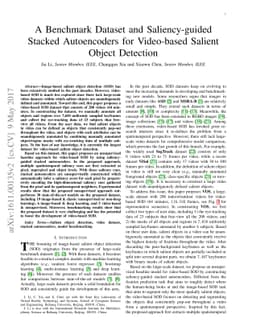 A Benchmark Dataset and Saliency-guided Stacked Autoencoders for
  Video-based Salient Object Detection