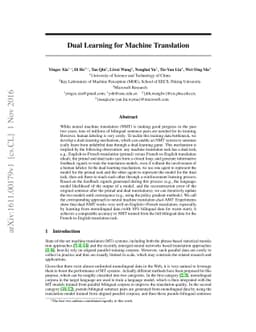 Dual Learning for Machine Translation
