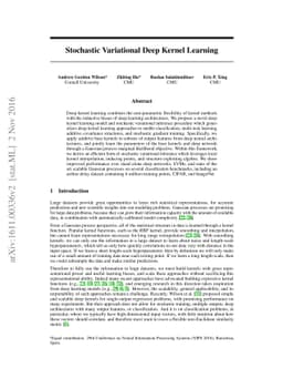 Stochastic Variational Deep Kernel Learning