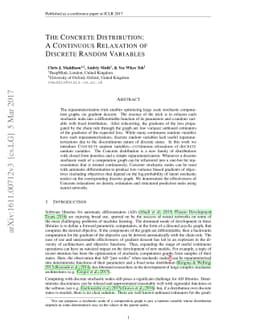 The Concrete Distribution: A Continuous Relaxation of Discrete Random
  Variables