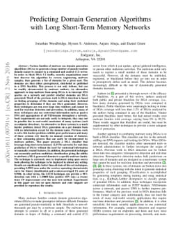 Predicting Domain Generation Algorithms with Long Short-Term Memory
  Networks