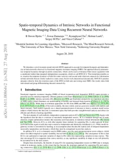 Spatio-temporal Dynamics of Intrinsic Networks in Functional Magnetic
  Imaging Data Using Recurrent Neural Networks