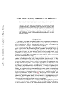 Frame Theory for Signal Processing in Psychoacoustics