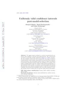 Uniformly valid confidence intervals post-model-selection