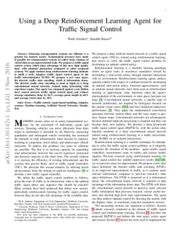 Using a Deep Reinforcement Learning Agent for Traffic Signal Control