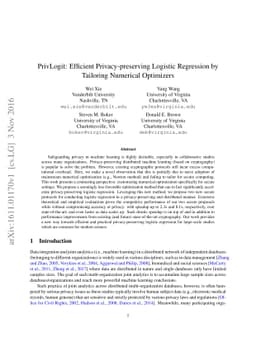 PrivLogit: Efficient Privacy-preserving Logistic Regression by Tailoring
  Numerical Optimizers