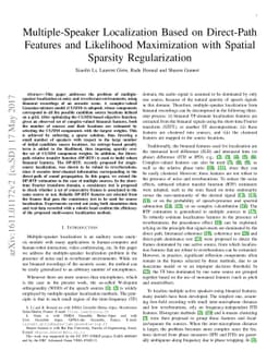 Multiple-Speaker Localization Based on Direct-Path Features and
  Likelihood Maximization with Spatial Sparsity Regularization