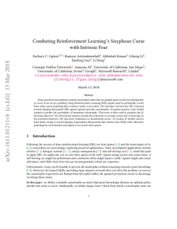 Combating Reinforcement Learning's Sisyphean Curse with Intrinsic Fear