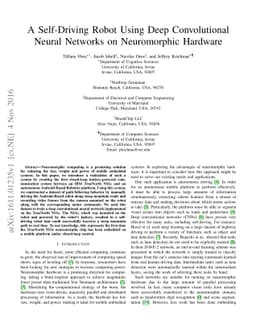 A Self-Driving Robot Using Deep Convolutional Neural Networks on
  Neuromorphic Hardware