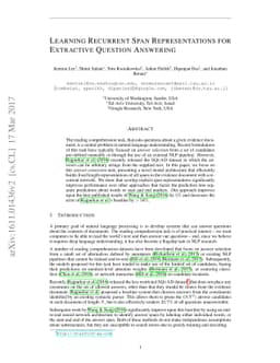 Learning Recurrent Span Representations for Extractive Question
  Answering