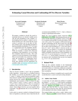 Estimating Causal Direction and Confounding of Two Discrete Variables