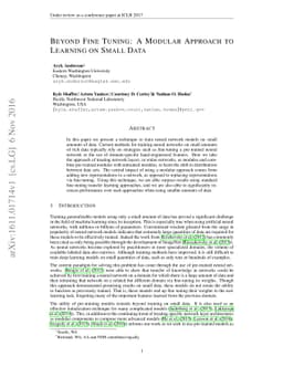 Beyond Fine Tuning: A Modular Approach to Learning on Small Data