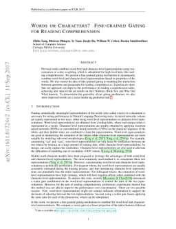 Words or Characters? Fine-grained Gating for Reading Comprehension