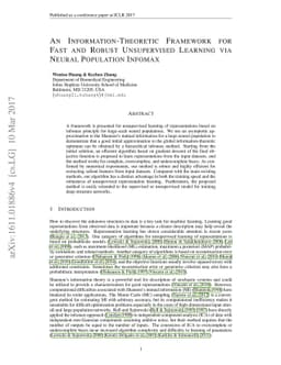 An Information-Theoretic Framework for Fast and Robust Unsupervised
  Learning via Neural Population Infomax