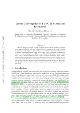 Linear Convergence of SVRG in Statistical Estimation