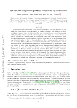 Optimal shrinkage-based portfolio selection in high dimensions