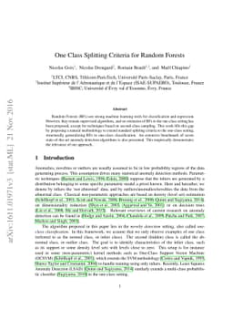 One Class Splitting Criteria for Random Forests