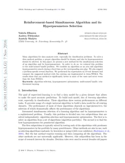 Reinforcement-based Simultaneous Algorithm and its Hyperparameters
  Selection