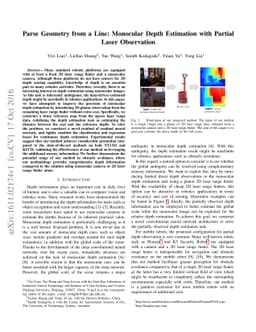 Parse Geometry from a Line: Monocular Depth Estimation with Partial
  Laser Observation