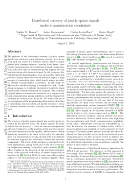 Distributed recovery of jointly sparse signals under communication
  constraints