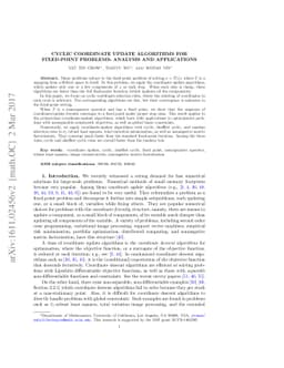 Cyclic Coordinate Update Algorithms for Fixed-Point Problems: Analysis
  and Applications