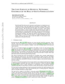 The Loss Surface of Residual Networks: Ensembles and the Role of Batch
  Normalization