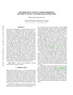 Discriminative Acoustic Word Embeddings: Recurrent Neural Network-Based
  Approaches