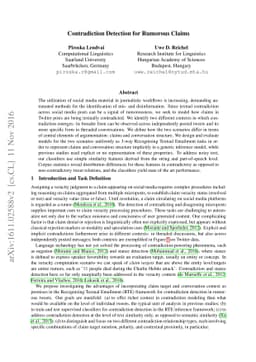 Contradiction Detection for Rumorous Claims
