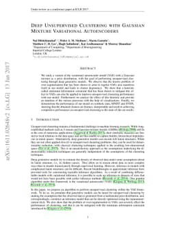 Deep Unsupervised Clustering with Gaussian Mixture Variational
  Autoencoders
