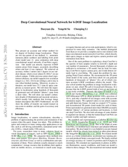 Deep Convolutional Neural Network for 6-DOF Image Localization