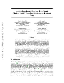 Node-Adapt, Path-Adapt and Tree-Adapt:Model-Transfer Domain Adaptation
  for Random Forest