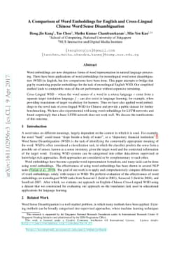A Comparison of Word Embeddings for English and Cross-Lingual Chinese
  Word Sense Disambiguation
