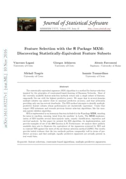 Feature Selection with the R Package MXM: Discovering
  Statistically-Equivalent Feature Subsets