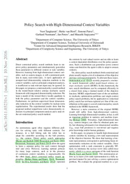 Policy Search with High-Dimensional Context Variables